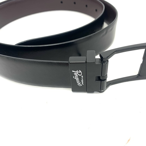 ORIGINAL PENGUIN Brown & Black Genuine Leather Reversible Belt Mens 38 EUC - Picture 2 of 7